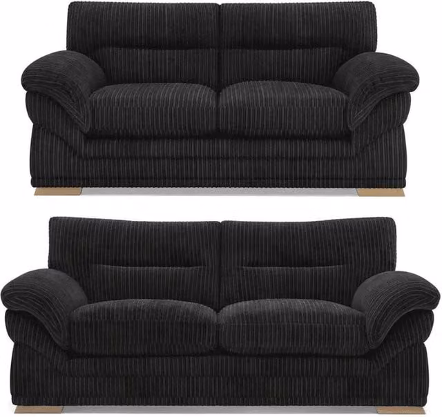 Bliss Furniture Amalfi 3+2 Seater Claude Sofa Set in Black Modern Plush Fabric