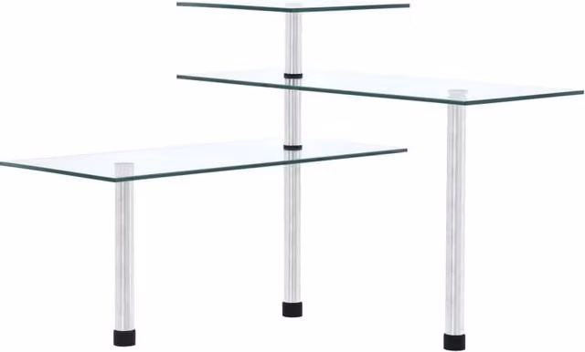 Berkfield Home 3-Tier Corner Kitchen Shelf with Adjustable Tempered Glass and Metal Frame in Black