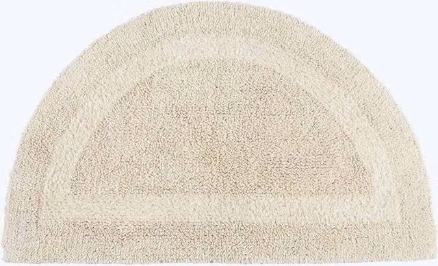 Homescapes Luxury Semi Circle Cotton Bath Mat, Beige, W/D/H: 80 x 50 x 1 cm