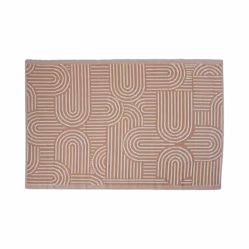 Jack Stonehouse Classic Pattern Outdoor Floor Rug, Woven Polypropylene Anti-Slip Garden Mat, Orange, W: 120 cm x D: 120 cm – 2