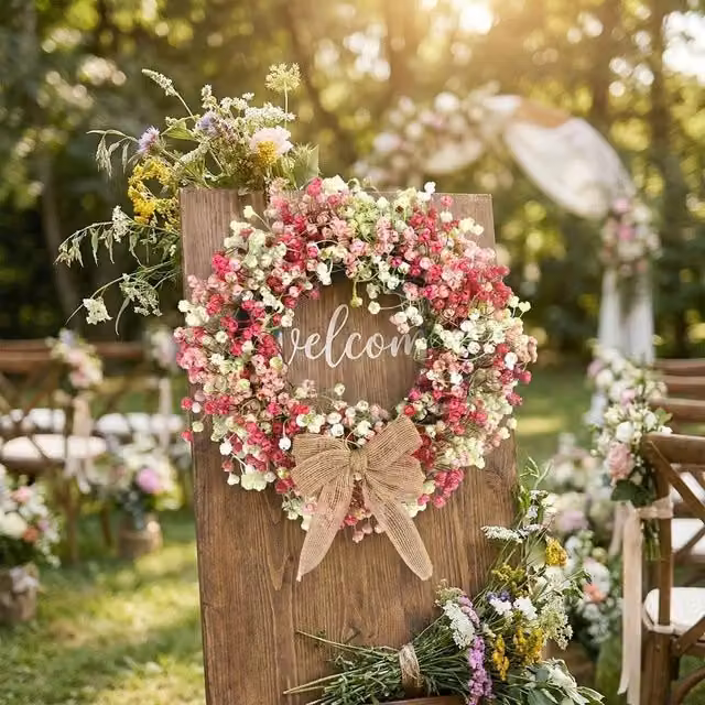 SPETLEK Red Round Artificial Eucalyptus Wreath with Flowers and Leaves, Diameter: 100 cm – 1