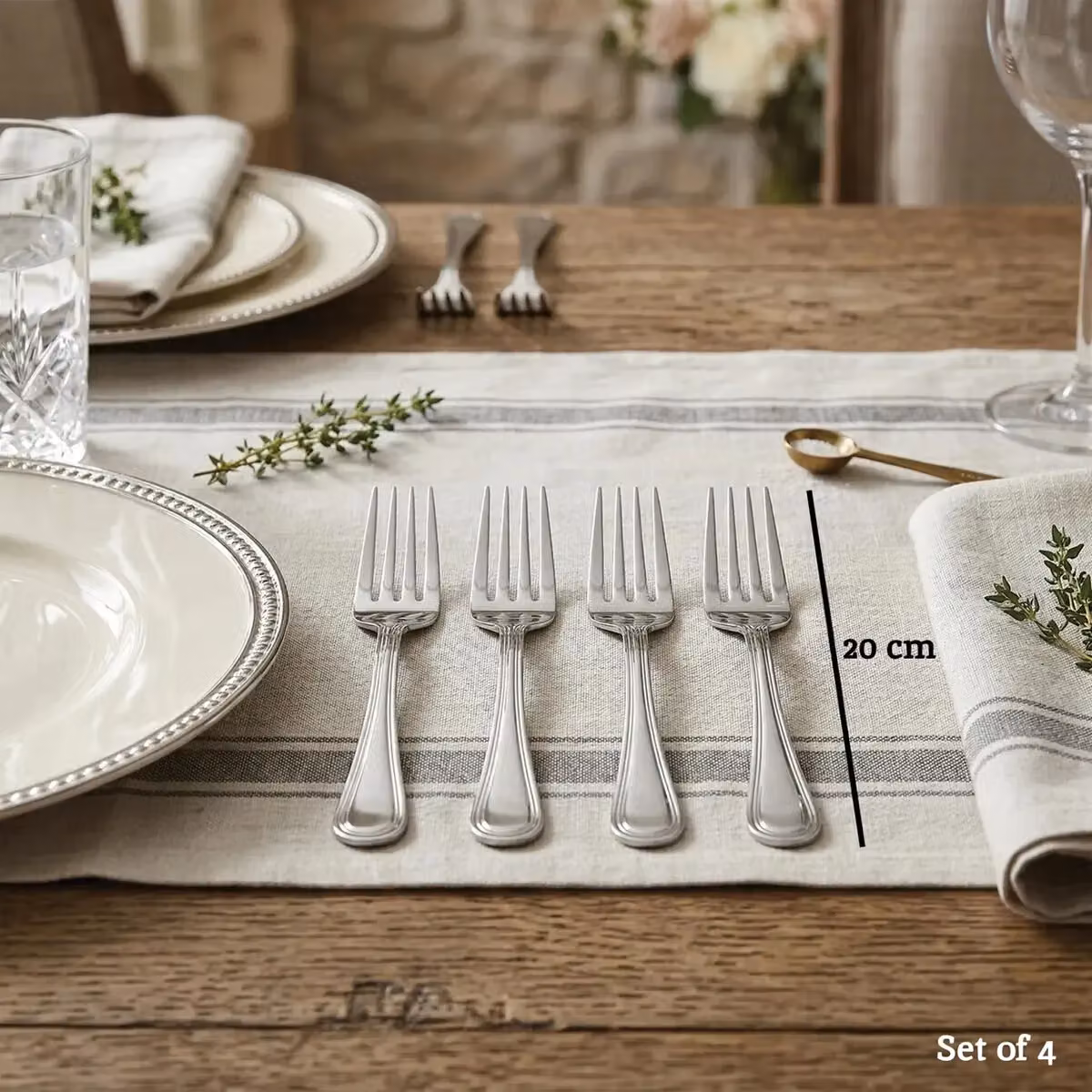 Orsina Set of Four Polished Silver Stainless Steel Forks – 2