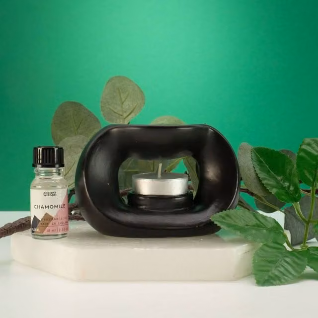 Serenityy Ceramic Zen Oval Pebble Oil Burner in Matt Black – 1
