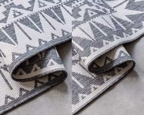 THE RUGS Oriental Reversible Indoor and Outdoor Polypropylene Rug in Grey and Silver, W: 160 cm, L: 230 cm – 4