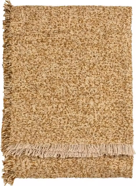 Doze Woven Fringed Throw in Biscuit Beige and Brown