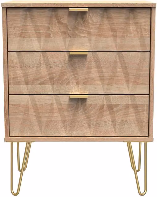 2 U Dallas Ready Assembled 3 Drawer Midi Sideboard in Light Oak