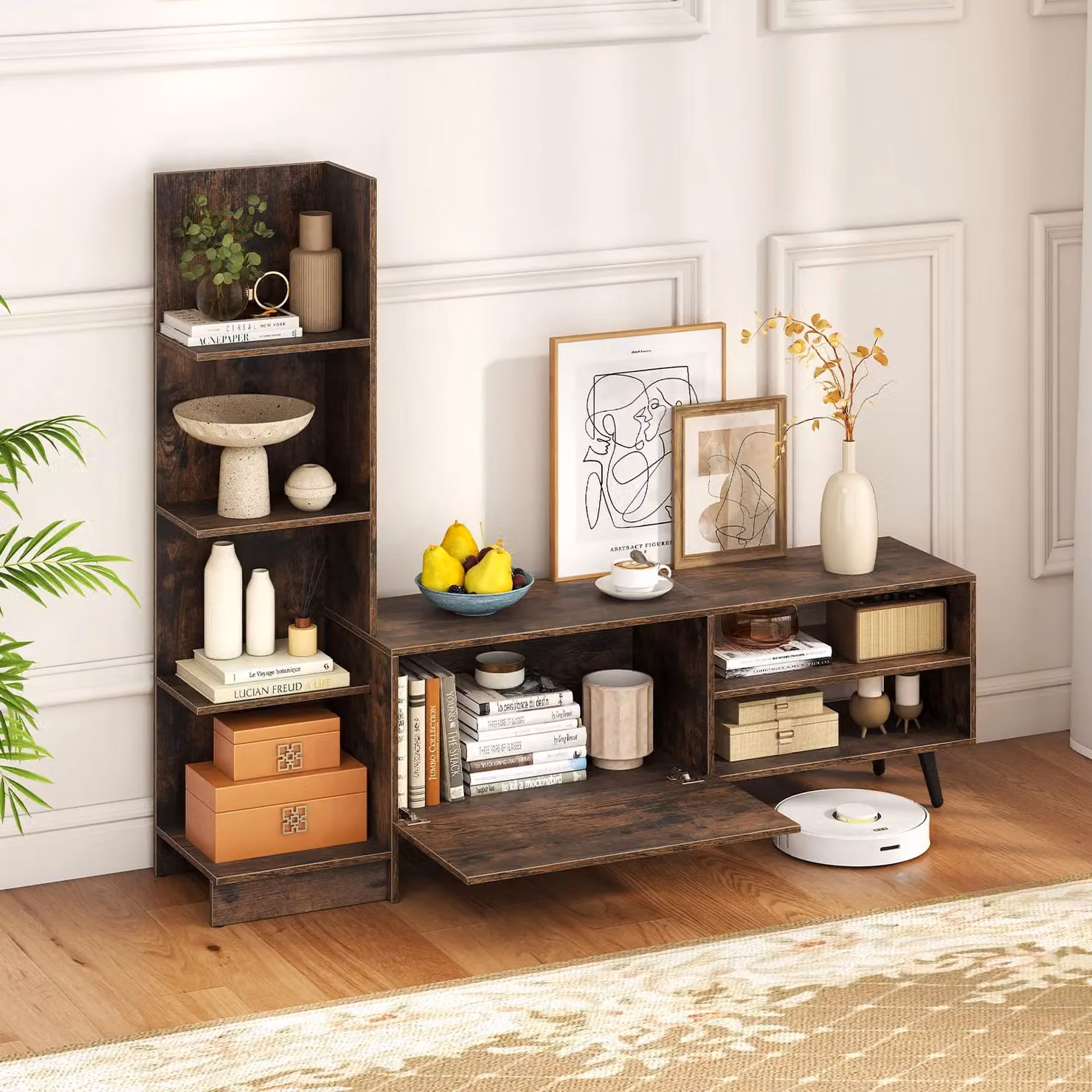 Costway Modern Brown TV Stand and Entertainment Center for TVs up to 50 Inches – 4