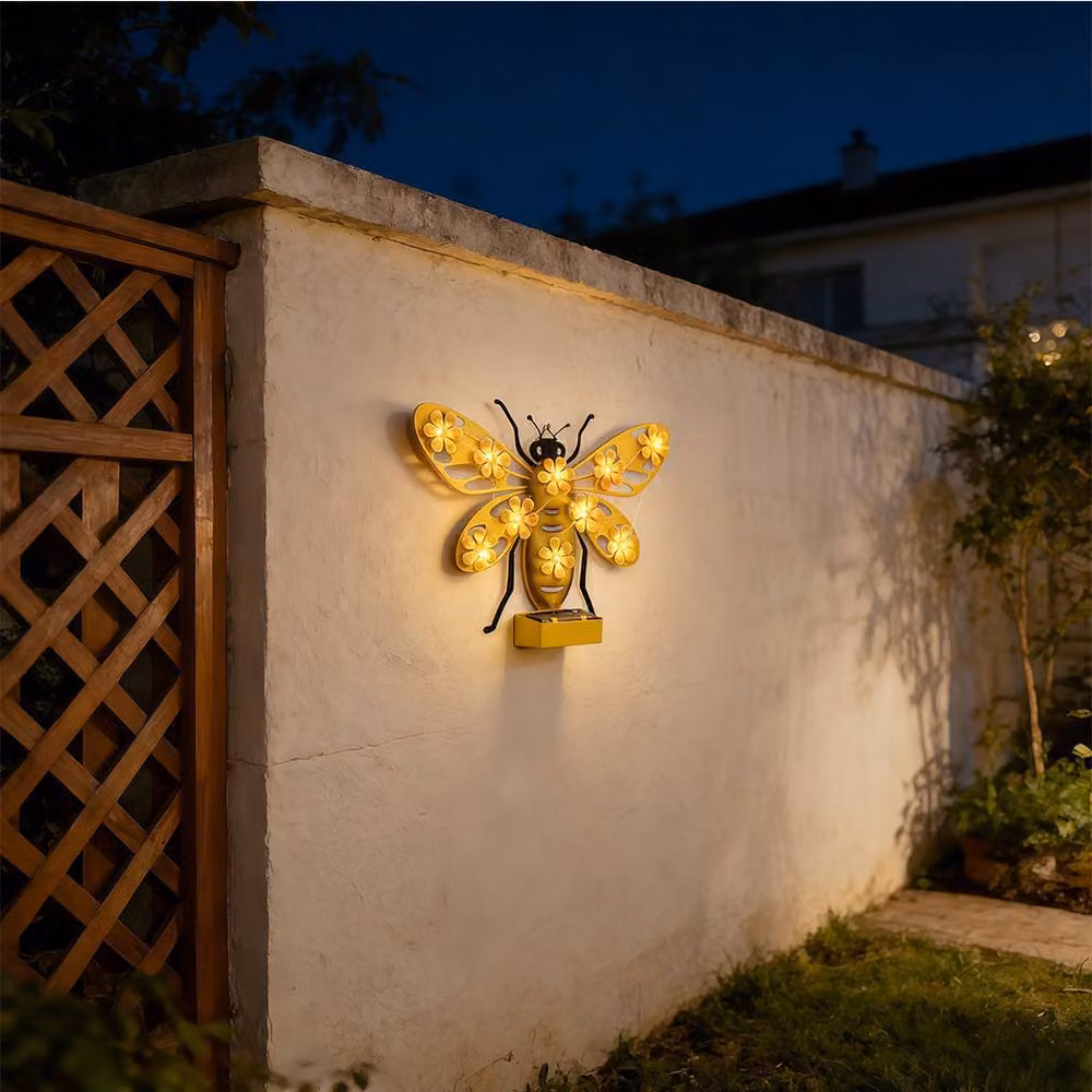Quipulse Solar Bee LED Outdoor Wall Light in Yellow with Dusk Sensor and IP65 Waterproof Rating – 2