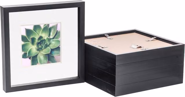 Nicola Spring Single Square 3D Box Photo Frame, Black and Grey, W/D/H: 25.4 x 25.4 x 5.0 cm