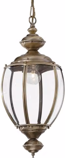 Netlighting Norma 1 Light Ceiling Lantern Pendant in Antique Brass with Yellow Transparent Glass and E27 Socket