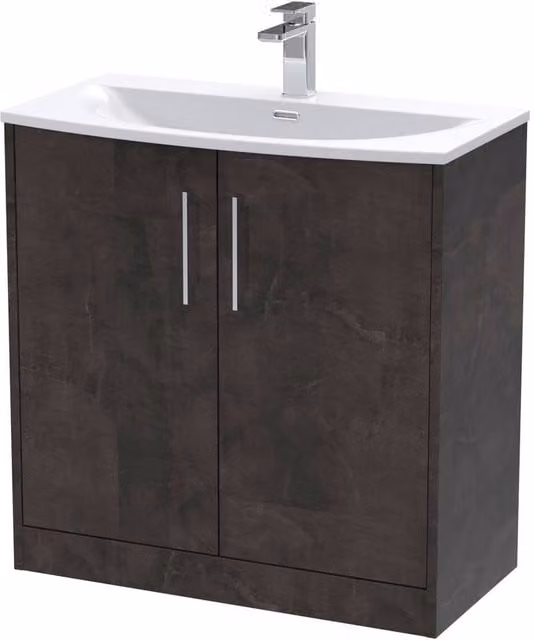 Balterley Winshill Contemporary 2 Door Floor Standing Vanity Basin Unit in Matt Grey, Width: 80 cm – 1