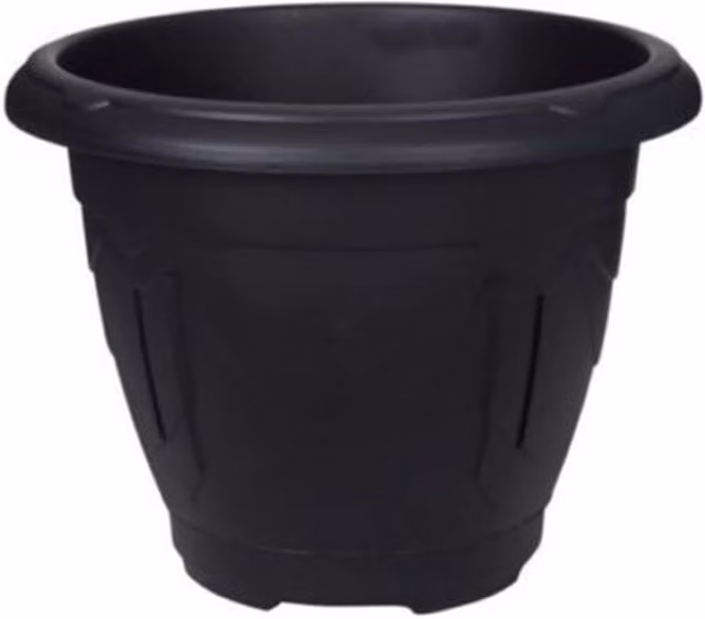 Whitefurze Black Round Venetian Decorative Plastic Garden Planter Pot