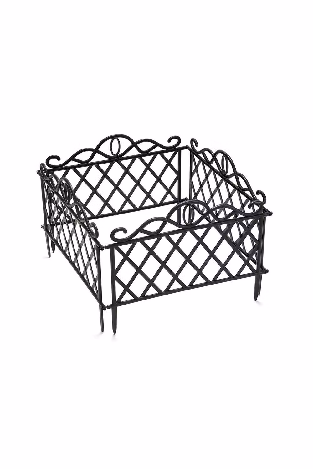 Living and Home 4-Piece Interlocking Black Plastic Decorative Garden Fence and Path Edging Panels – 3