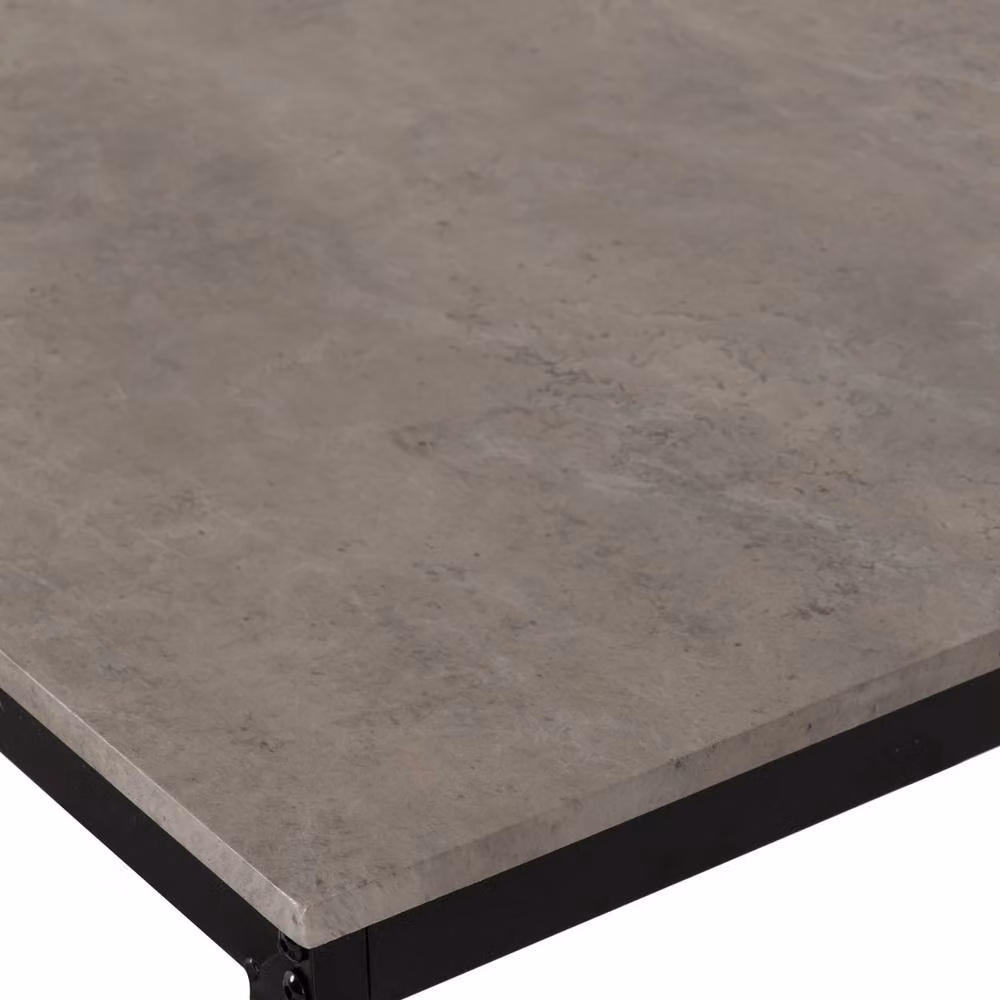 FORGEVIO 3-Piece Compact Dining Set with Stone Effect Rectangular Table and 2 Benches in Grey – 5