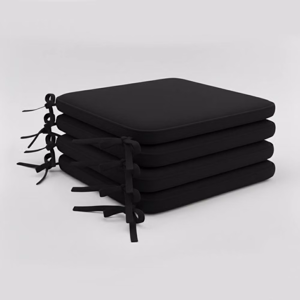 Snug City Pack of 4 Black Foam Seat Pads with Ties for Dining and Kitchen Chairs – 2