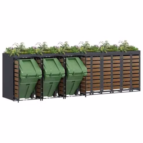 vidaXL Wheelie Bin Storage for 6 Bins in Anthracite Steel