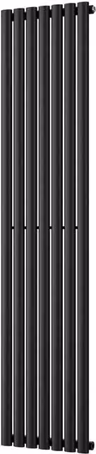 Omeara Black Vertical Single Panel Radiator, W: 40.6 cm, H: 180 cm