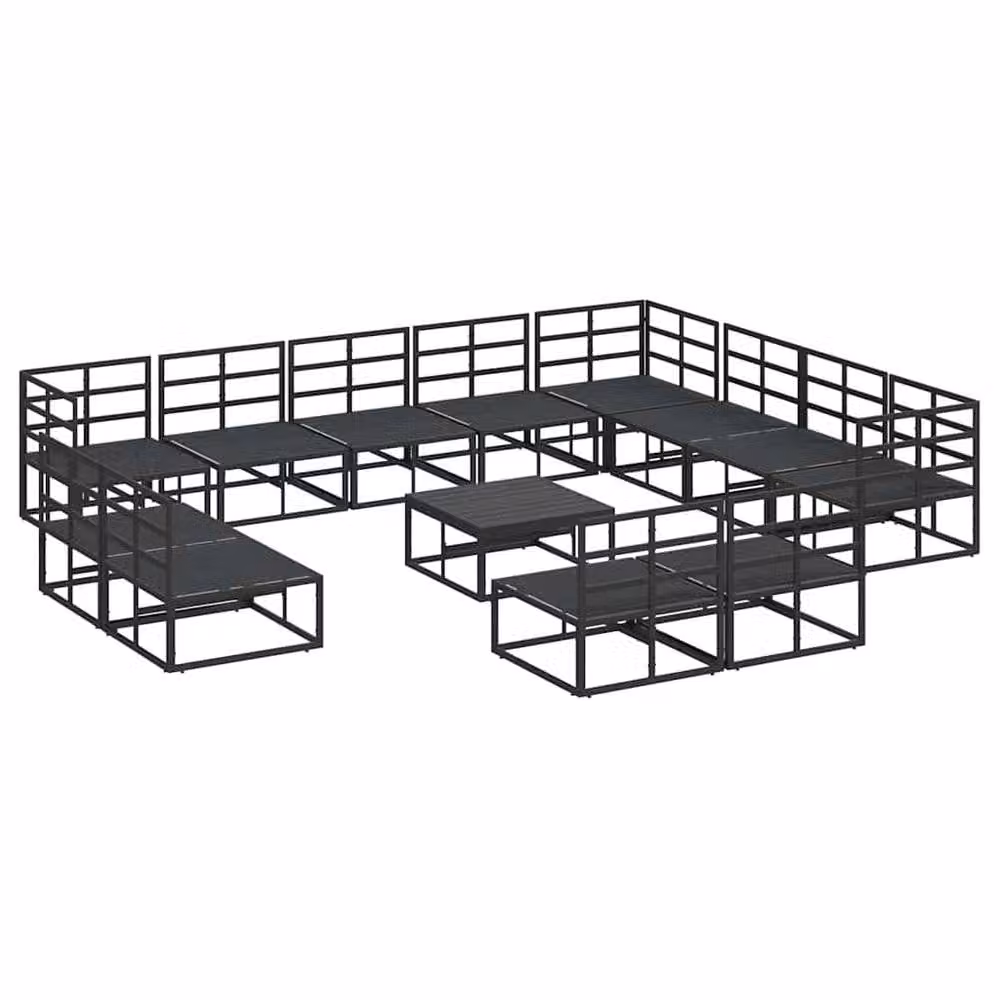 Berkfield Home 13-Piece U-Shape Garden Sofa Set in Black with Powder Coated Aluminium Frame, W/D/H: 70 x 70 x 32 cm – 4