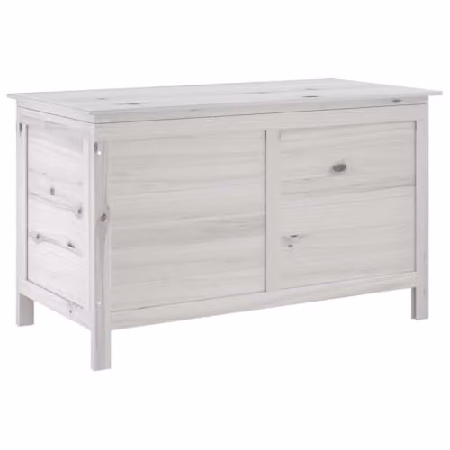 vidaXL Garden Storage Box in White Solid Fir Wood W/D/H: 99 x 49.5 x 58.5 cm