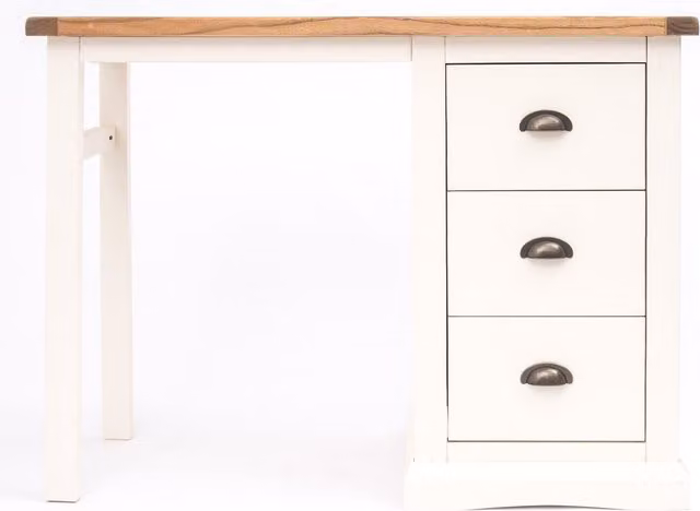 Cabinet Bits Cosenza 3 Drawer Dressing Table in Off-White with Brass Cup Handles