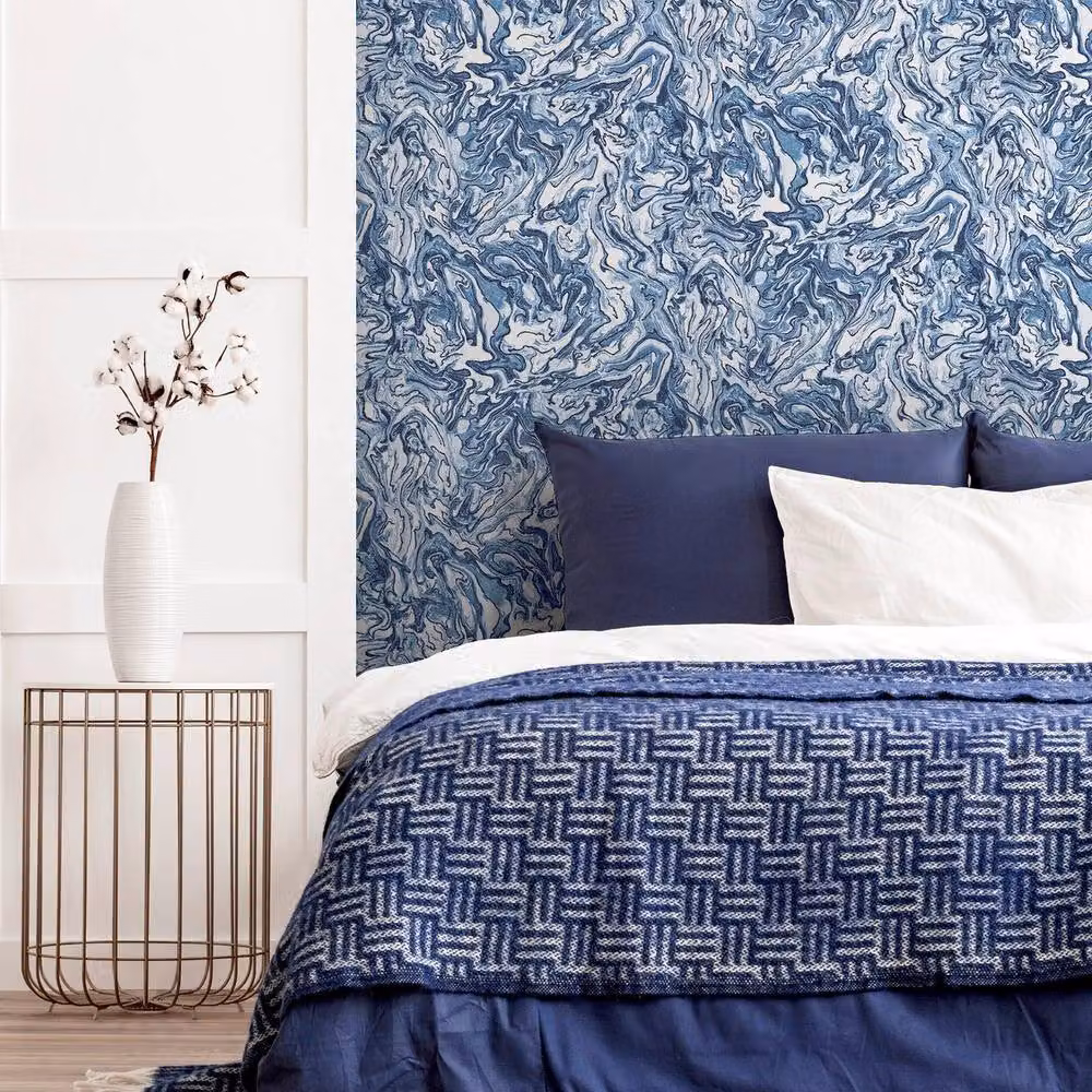 Arthouse Abstract Liquid Marble Wallpaper in Blue – 2