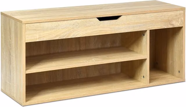 COSTWAY Modern Shoe Bench and Rack in Brown and Beige