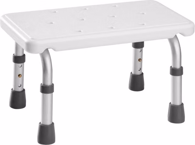 tectake White Bath Tub Entry Aid with Height-Adjustable Legs and Non-Slip Metal Frame