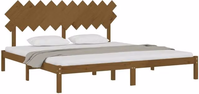 Berkfield Home Beautiful Bed Frame in Honey Brown Solid Pine Wood, W/D/H: 200 x 200 x 205.5 cm