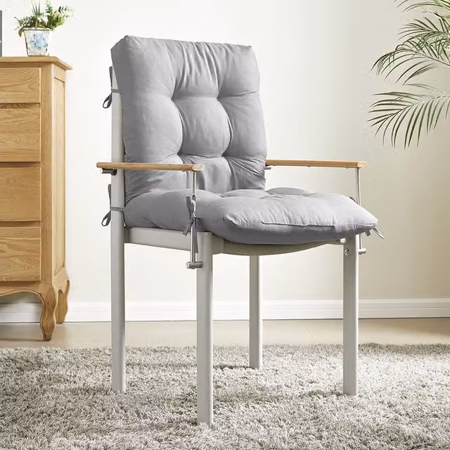 Livingandhome Tufted All Weather Lawn Chair Cushion Pad in Light Grey