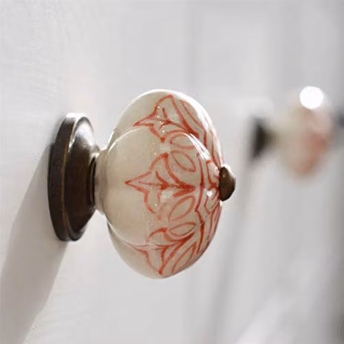 Nicola Spring Floral Ceramic Cabinet Knobs, Red, Pack of 12 – 4