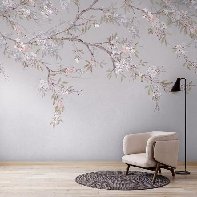 Superfresco Easy Blossom Trail Floral Mural in Grey and Pink