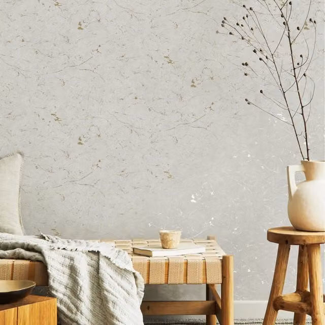 Superfresco Easy Modern Abstract Gilded Plaster Wallpaper in Beige Matt
