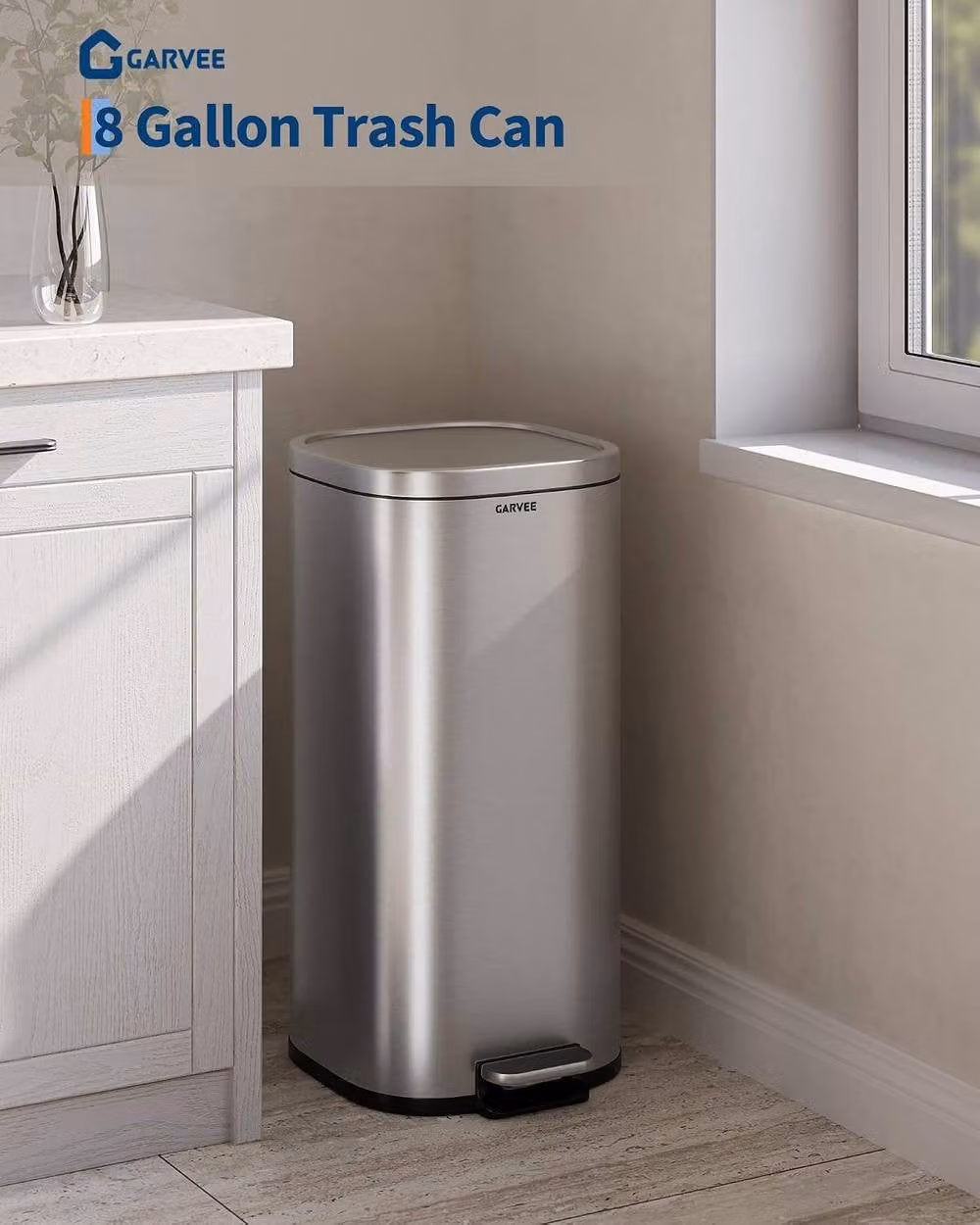 London Boutique 30L Stainless Steel Pedal Bin with Soft Close Lid and Removable Inner Bucket in Silver – 2