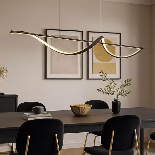 Globo Lighting Modern LED Hanging Pendant Lamp in Black, Height Adjustable, W/D/H: 120 x 20 x 150 cm – 2