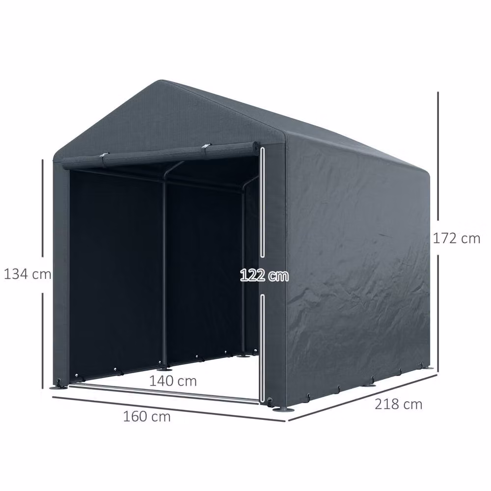 STILVORA Grey Gable Storage Shed with Single Zipped Door, W/D/H: 160 x 172 x 218 cm – 3
