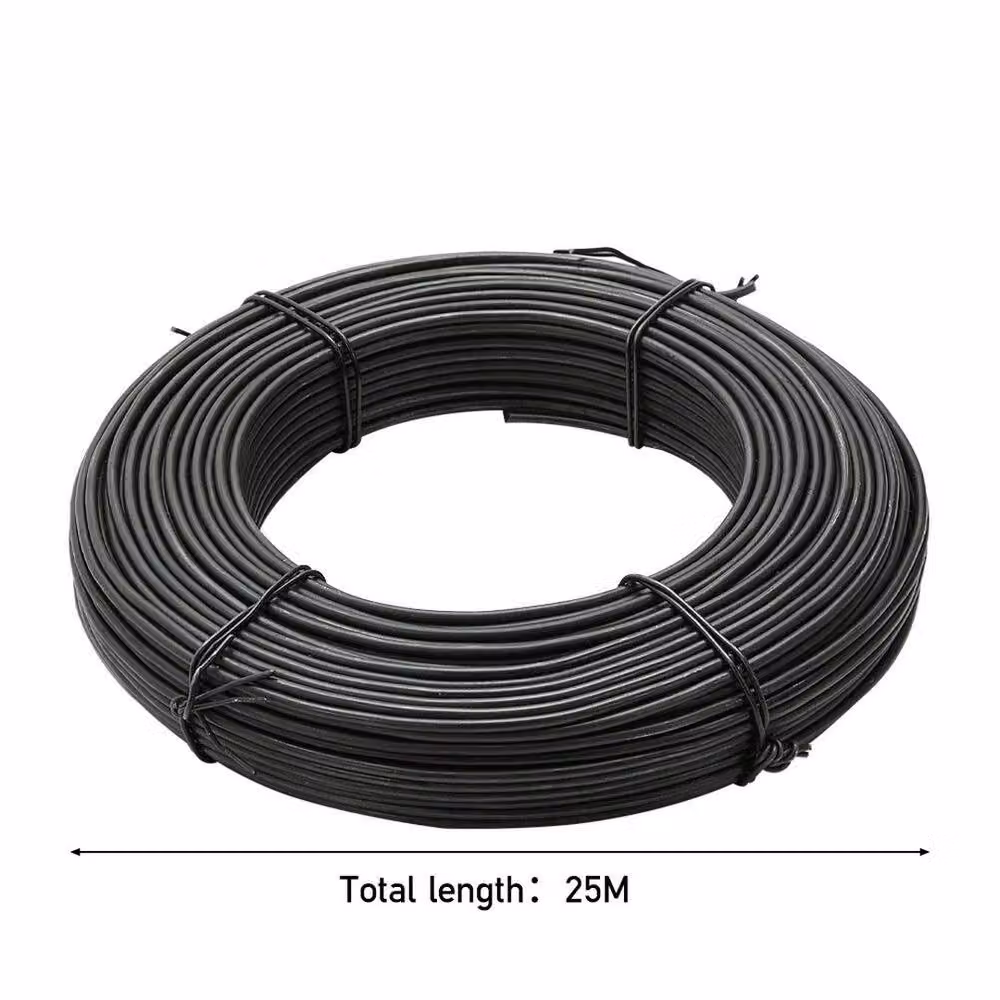 NESTLUNE Black Coated Iron Garden Plant Support Wire Coil, 25m x 2.5mm, 1kg – 2