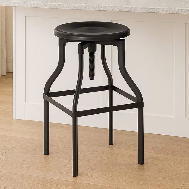 Fifty Five South Industrial Black Metal Bar Stool