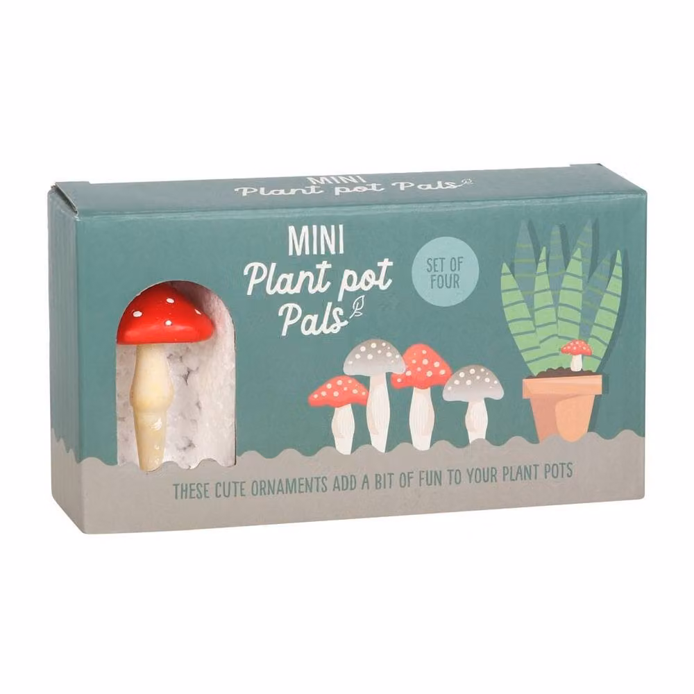 Uniqueful Set of 4 Mini Mushroom Ceramic Plant Pot Pals in Red and Multicolour – 2