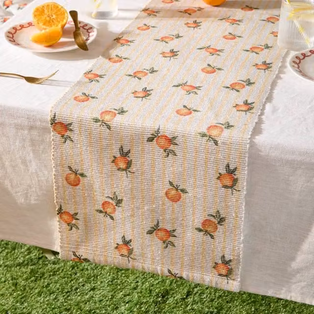 Riva Home Striped Fruit Table Runner in Yellow and Beige, W/D/H: 220 x 35 cm – 1