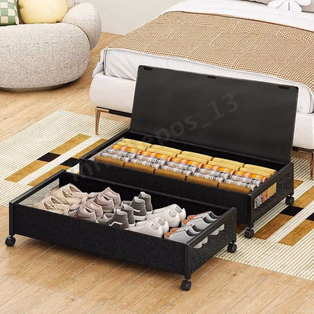 Kelvenix Under the Bed Clothes and Shoe Storage in Black – 5