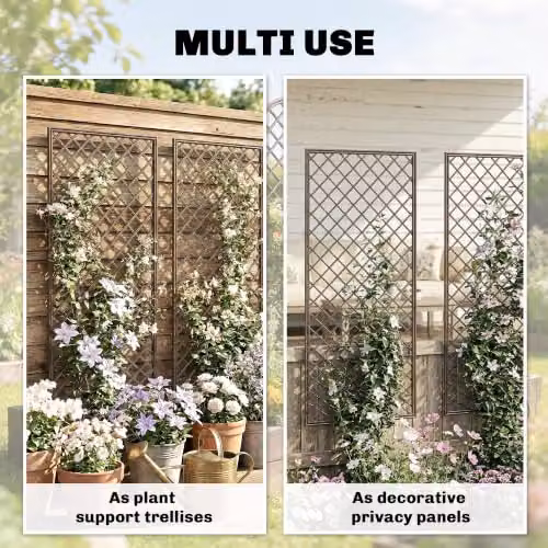 Outsunny Decorative Wood Garden Trellis for Climbing Plants, Brown, H: 112.0 cm x W: 43.0 cm x D: 2.0 cm – 6