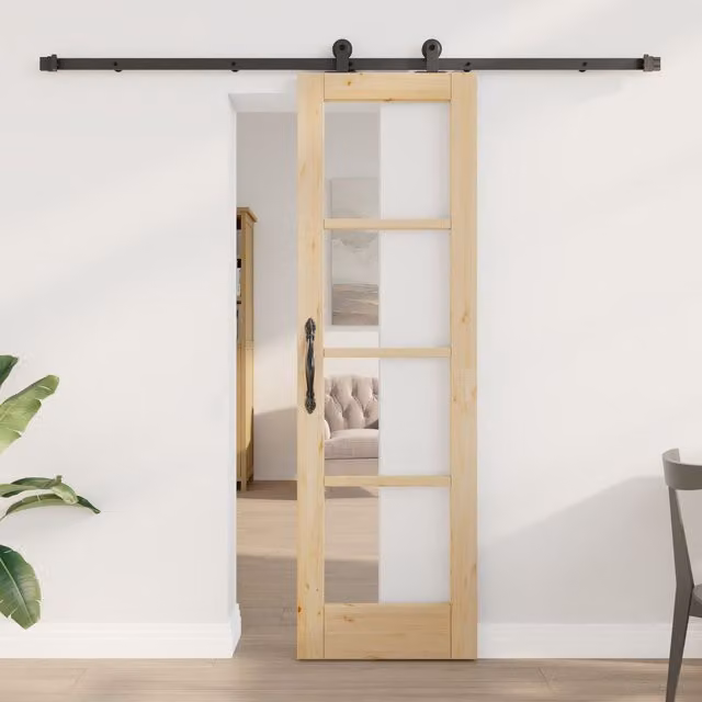 Berkfield Home Orkdal Minimalist Veneered Sliding Door with Hardware Set, Beige, W: 61 cm, H: 198.5 cm – 1