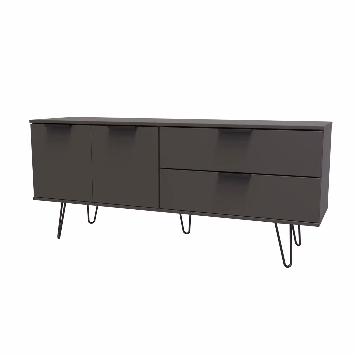 Ready Assembled 2 U Fuji Wide Sideboard with 2 Doors and 2 Drawers in Matt Dark Grey – 2