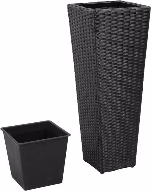 Berkfield Home Garden Poly Rattan Raised Beds, 3 Piece Set, Black – 1
