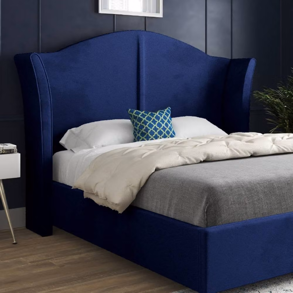 Casani Titchmarsh Chesterfield Upholstered Velvet Bed Frame in Blue, W/D/H: 90 x 200 cm – 3