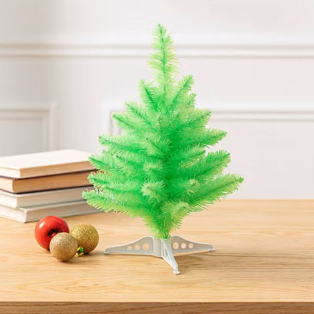 Voltico Mini Colours Tabletop Artificial Christmas Tree in Bright Green, Height: 30 cm
