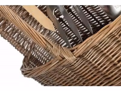 Red Hamper Antique Wash Deluxe Garden Tool Basket in Brown Wood and Rattan with Handles – 4