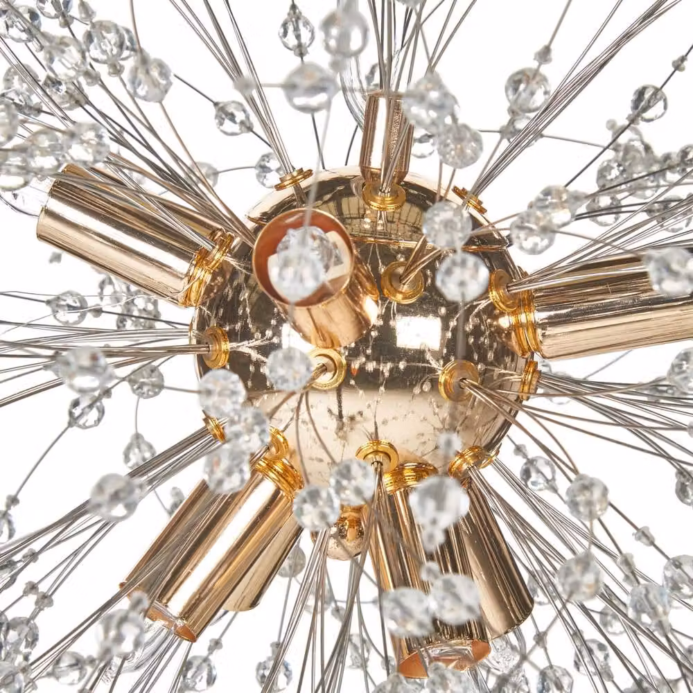 Wyld and Coco Crystaal 8-Light Crystal Bead Pendant Lamp with Gold Base – 3