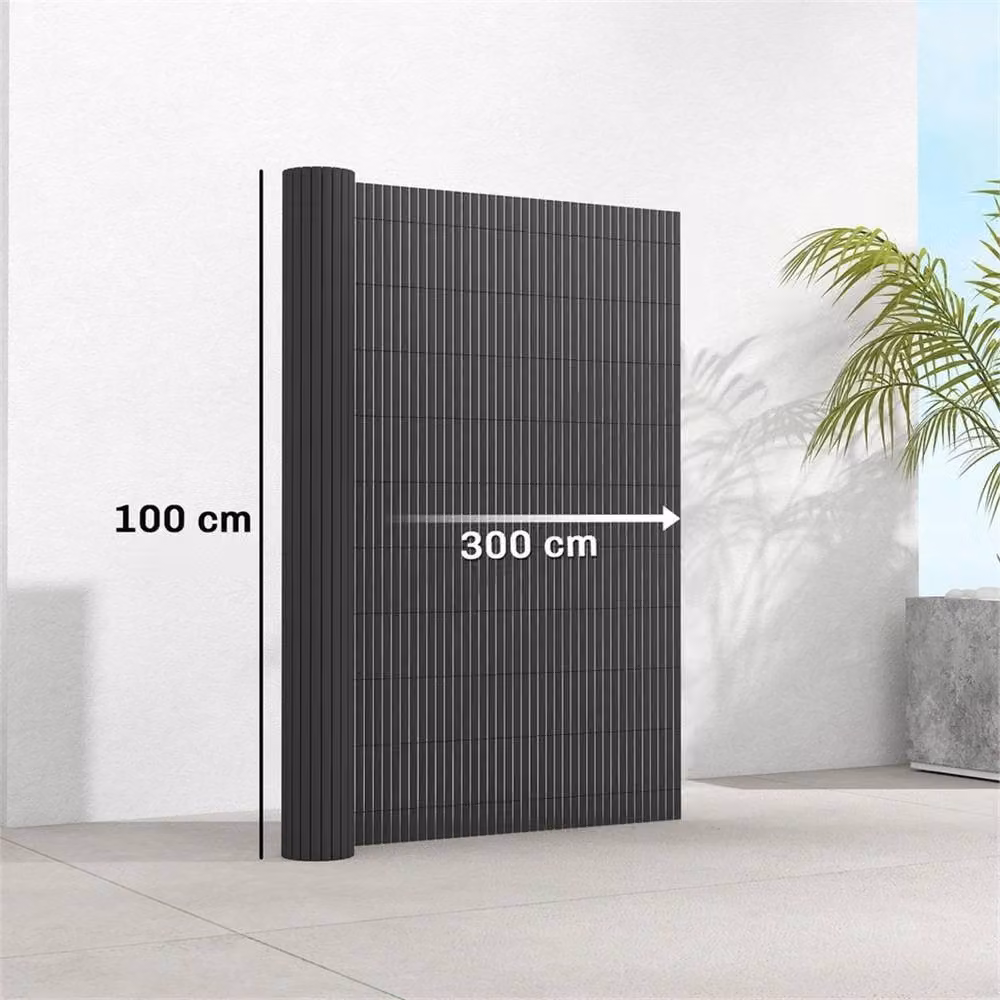 SPETLEK 2 Piece Grey Plastic Privacy Windbreak Screening Fence, W/H: 100 x 100 cm – 2
