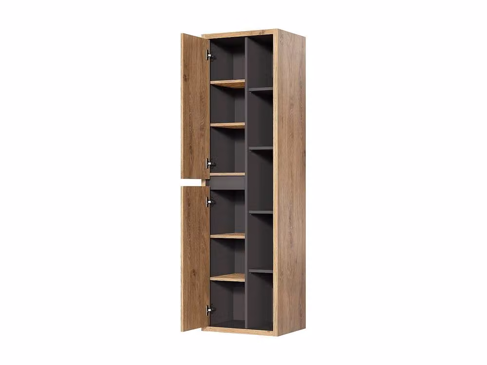 Vente-unique Modern Wall-Mounted Bathroom Vanity Unit and Mirror Cabinet in Grey and Brown, W/D/H: 59.8 x 45.5 x 45.5 cm – 3